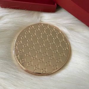 Gucci Parfum Gold Monogram Embossed Logo Compact Mirror NOT GWP NEW IN GUCCI BOX